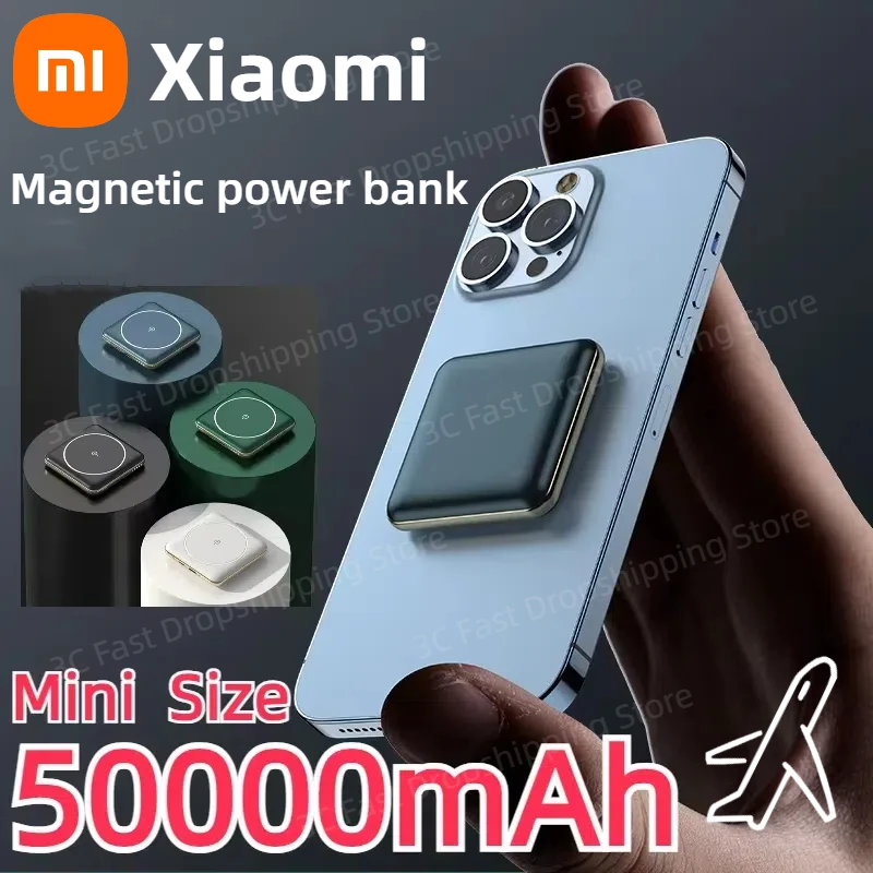 Xiaomi 50000mAh Mini Power Bank Magnetic Wireless Powerbank External Battery Fast Charging Mobile Power Bank For Samsung iPhone