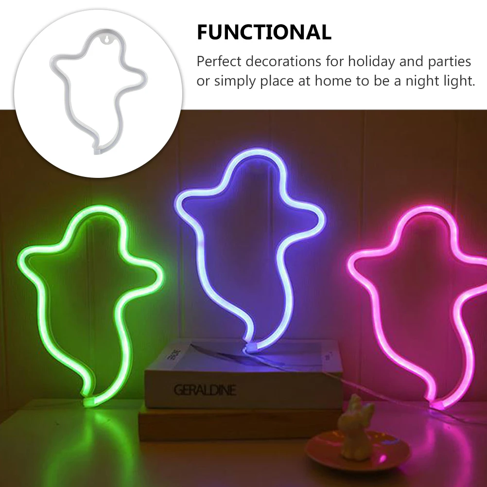

Ghost Neon Sign Halloween Decoration Table Lamp Night Light Decorate Plastic LED Shaped