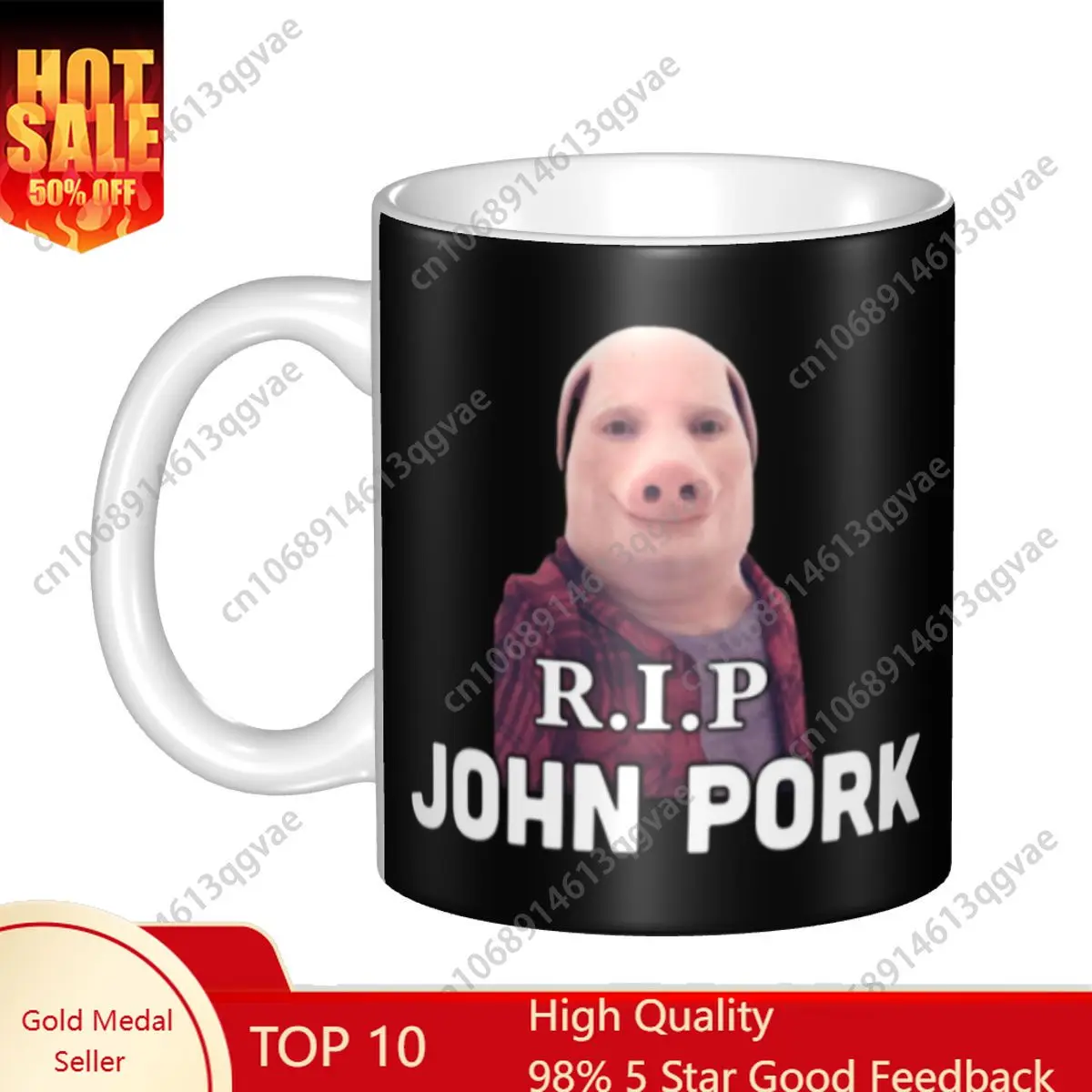 

RIP John Pork Coffee Mugs Ceramic Tea Milk Mug Cup 11 Oz Ceramic Mugs Water Drinking Tee Juice Cups