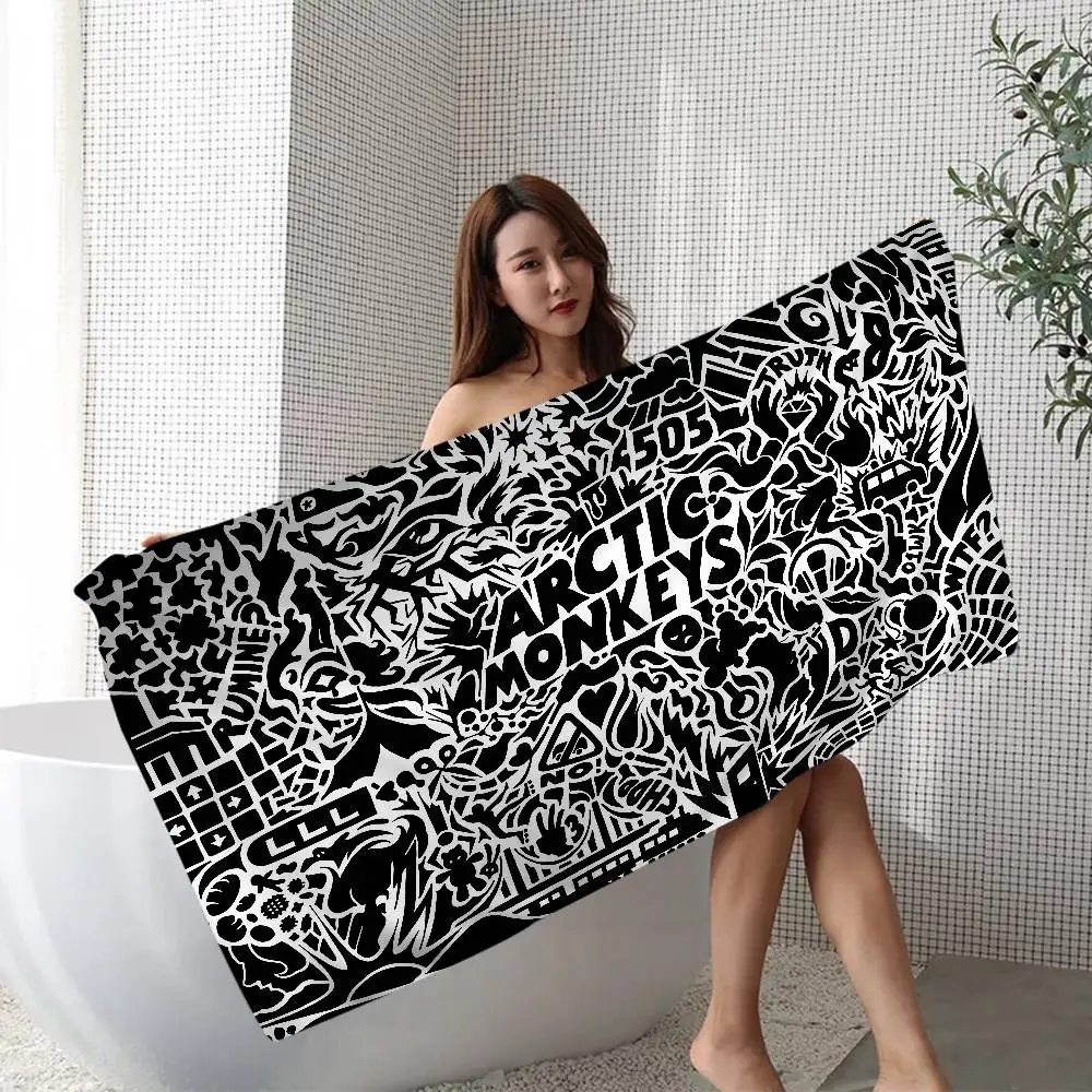 A-Arctic M-Monkeys Band Microfiber Blanket Quick Drying Beach Towels Oversized Printing Super Absorbent Pool Towel Blanket