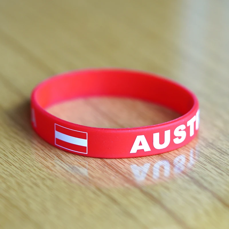 Customized 2pcs Austria National Flag Wristband Sport Silicone Bracelet Rubber Band Commemorative Fashion Accessory