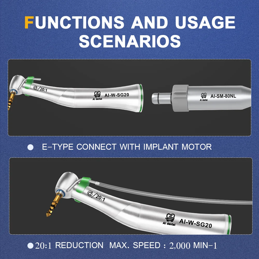 AI-W-SG20 niska prędkość dentystyczna kątnica do zabiegu chirurgicznego z redukcją 20:1 implantu z odłączanymi układ chłodzenia zewnętrznymi