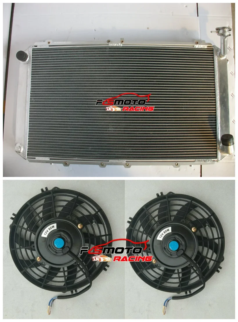 Radiatore in alluminio a 3 file da 52 mm + ventola da corsa per Nissan GQ Patrol Y60 4.2L Benzina MT Manuale