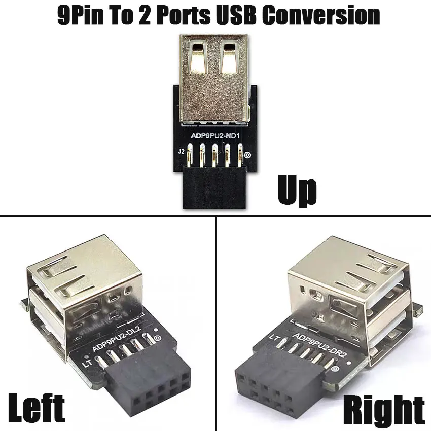 9Pin To USB 2.0 Adapter Expansion Board Motherboard 9Pin To 2 Ports USB Conversion USB2.0 9Pin To A Female Double Layer