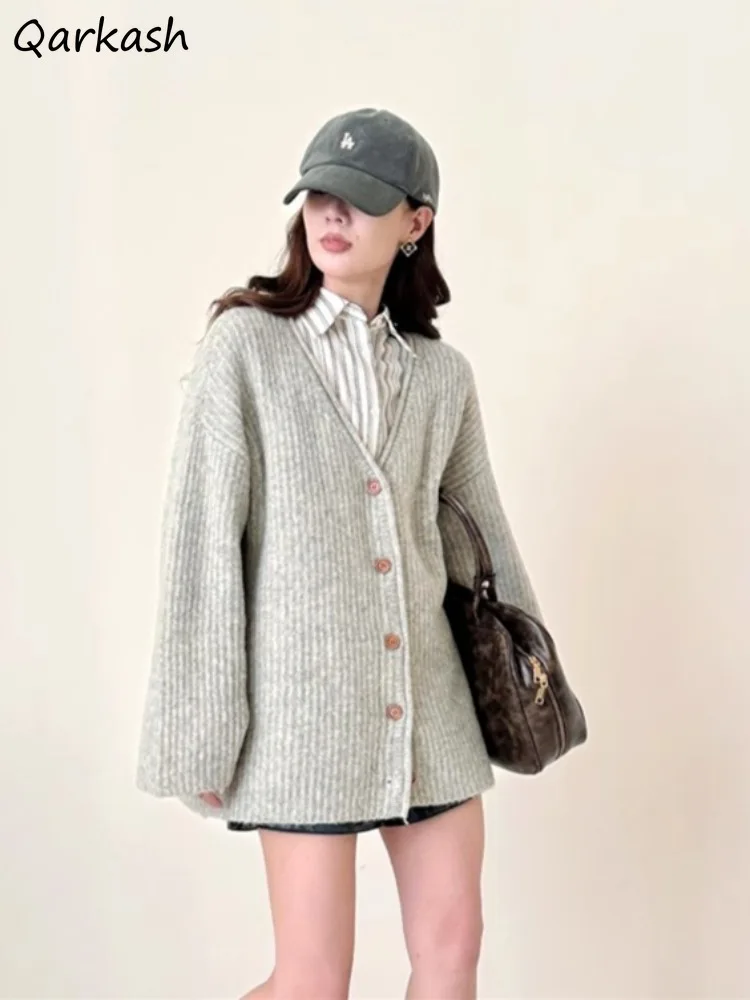 

Cardigan Women V-neck Fashion Versatile casual Korean Style Warm Button Fly Hot Sale Minimalist Delicate College Winter Top Ins