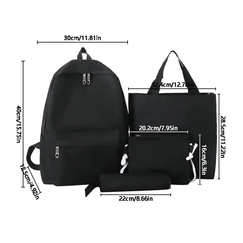 4PCS Fashion Four Sets Of Schoolbag Female Korean Version Of large-capacity Students Shoulder Bag Simple