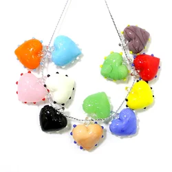 5pcs Cute Tiny Heart Shape Glass Pendant Charm for DIY Handmade Craft Supplies Wedding Decor Accessories & Valentine's Day Gifts