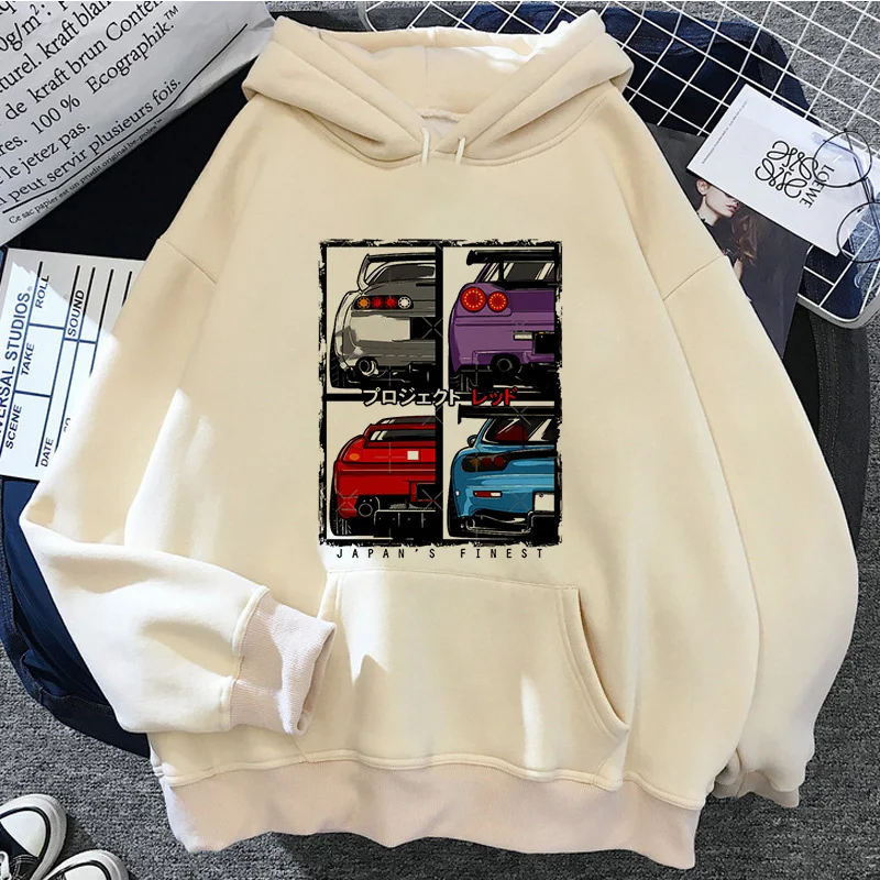 Jdm-Sudadera con capucha estampada para hombre y mujer, camisa con capucha de moda informal, jersey de manga larga y2k, sudaderas de gran tamaño,