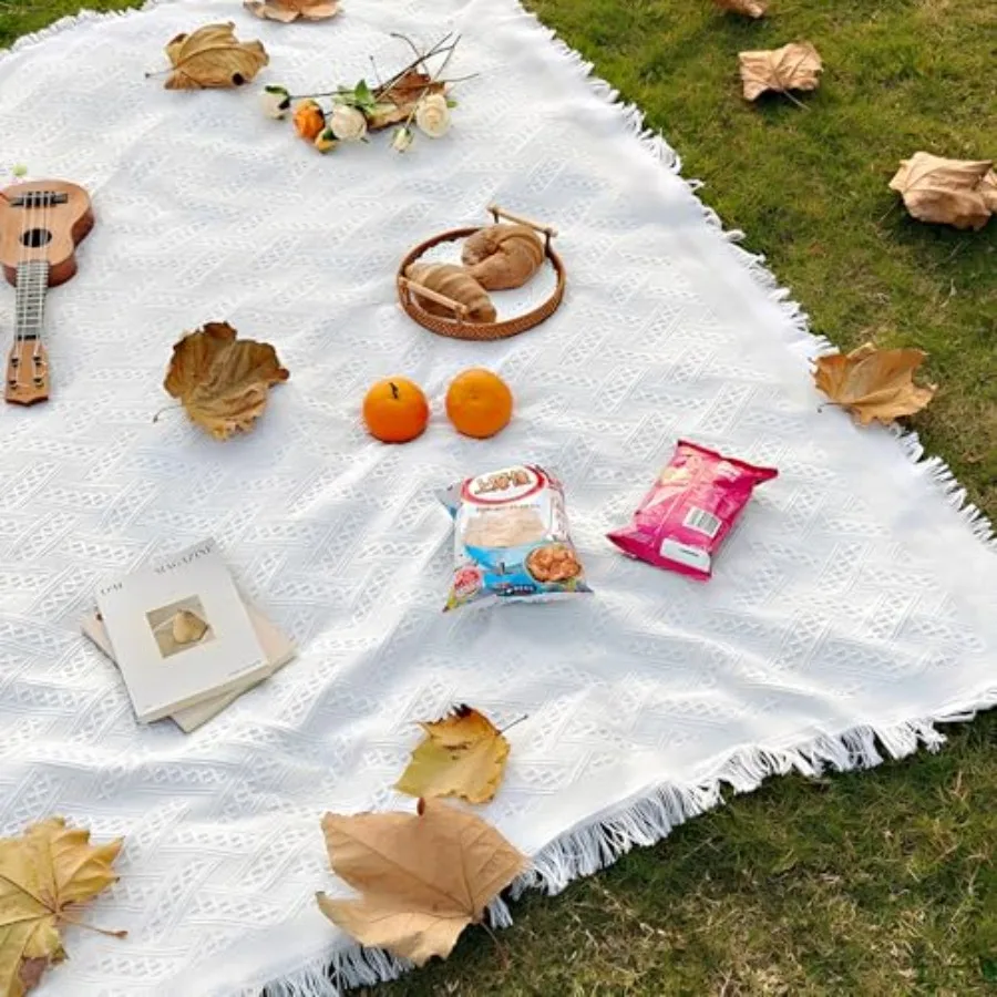 

Outdoor Picnic Blanket Sandproof - Portable Lightweight Blanket T-Grid Picnic Mat for Beach Camping Park Lawn Concert and Weddi