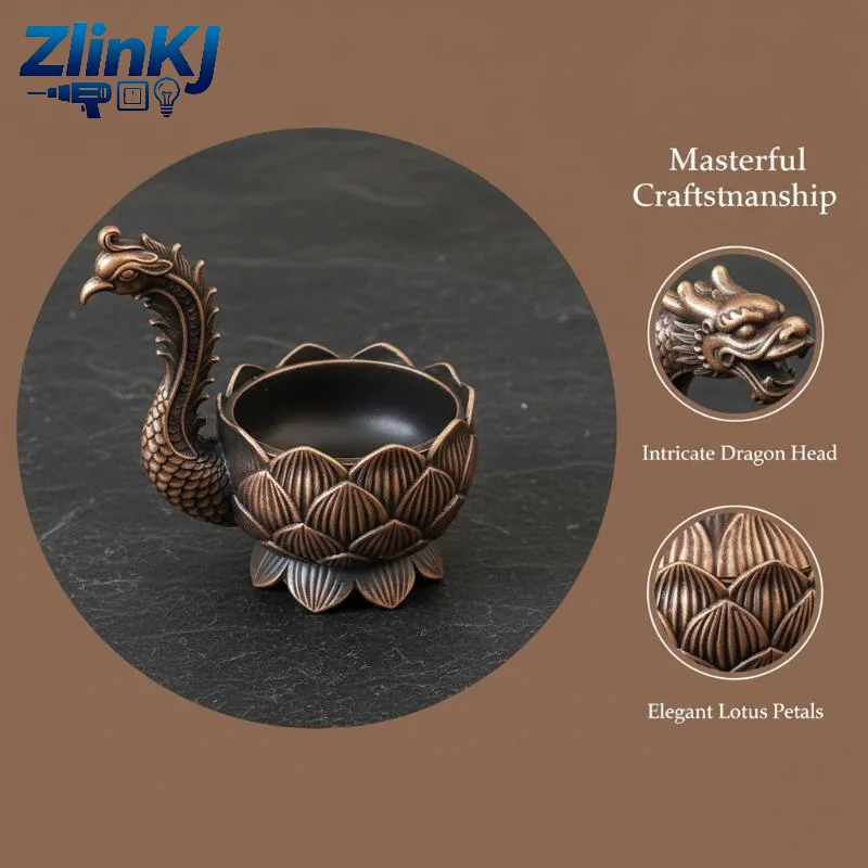Retro Zinc Alloy Phoenix Lotus Incense Burner Fine Artistic Carving For Living Room Shelf Decor Collection