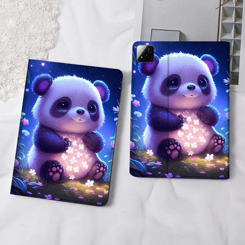 Cartoon Panda Glowing Flower For Xiaomi Redmi Mi Pad 4 5 6 7 8 K SE Mini Pro Plus Max 10.1 11.2  inch Tablet Case