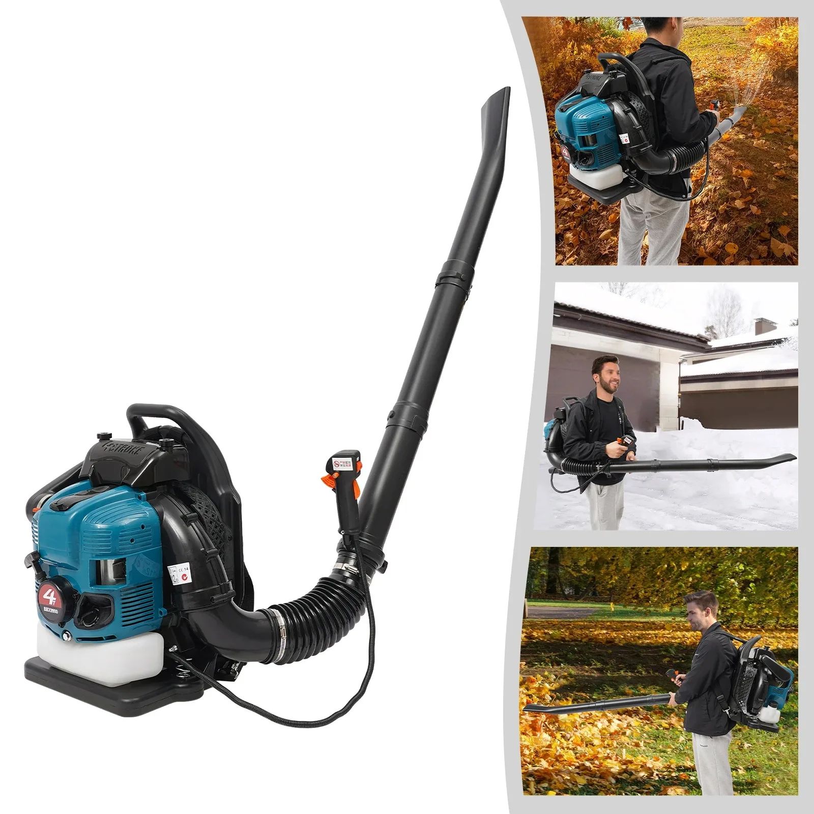 

Gasoline Backpack Leaf Blower with 75.6cc 4-Stroke Engine, 2.6kW Power, Adjustable Speed, Efficient Yard Debris Cleaning Tool