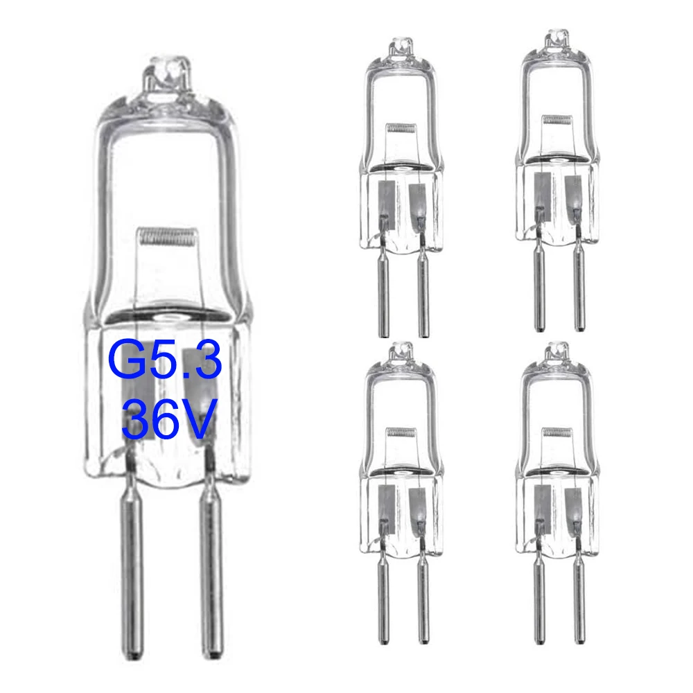 5-Piece AC/DC 36V G5.3 Halogen Bulb 20W 35W 50W Halogen Light Bulb JC Bi-Pin Base Fishing Boat Professional Light Bulbs