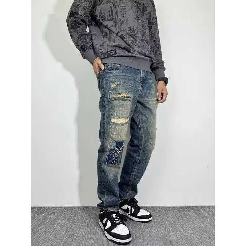 

Мужские винтажные джинсы Waed: свободные, широкие, прямые, длинные брюки в уличном стиле, крутые повседневные джинсы с высокой талией