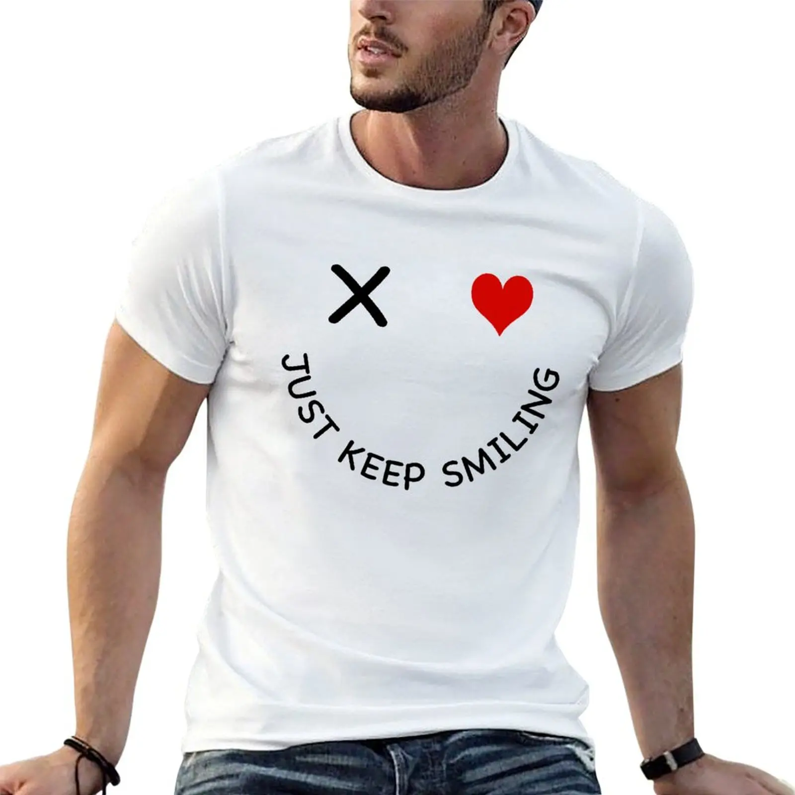 

keep t 100% cotton shirt men designer Just T-Shirt luxury brand t shirt man smiling