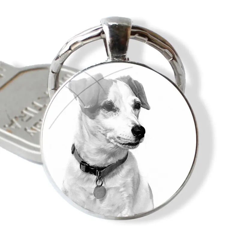 Jack Russell Terrier Dog glass cabochon keychain Car key chain Charms keychains Gifts Accessories Phone Shell Covers