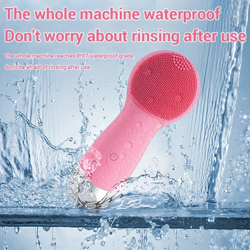 Spazzola per la pulizia del viso elettrica impermeabile a 7 livelli 3D Ricarica USB in silicone Struccante per pori Comedone Pulito per la cura della pelle del viso