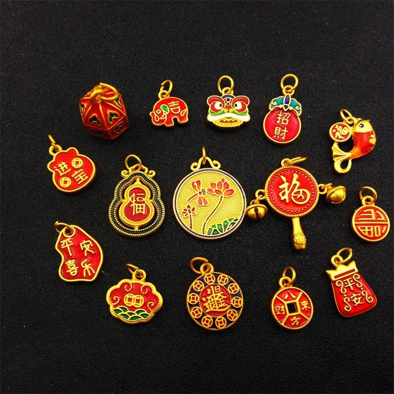 alloy gold-plated lucky pendant pendant pendant lucky Nafu fortune wearing rope blessing safe accessories diy necklace.