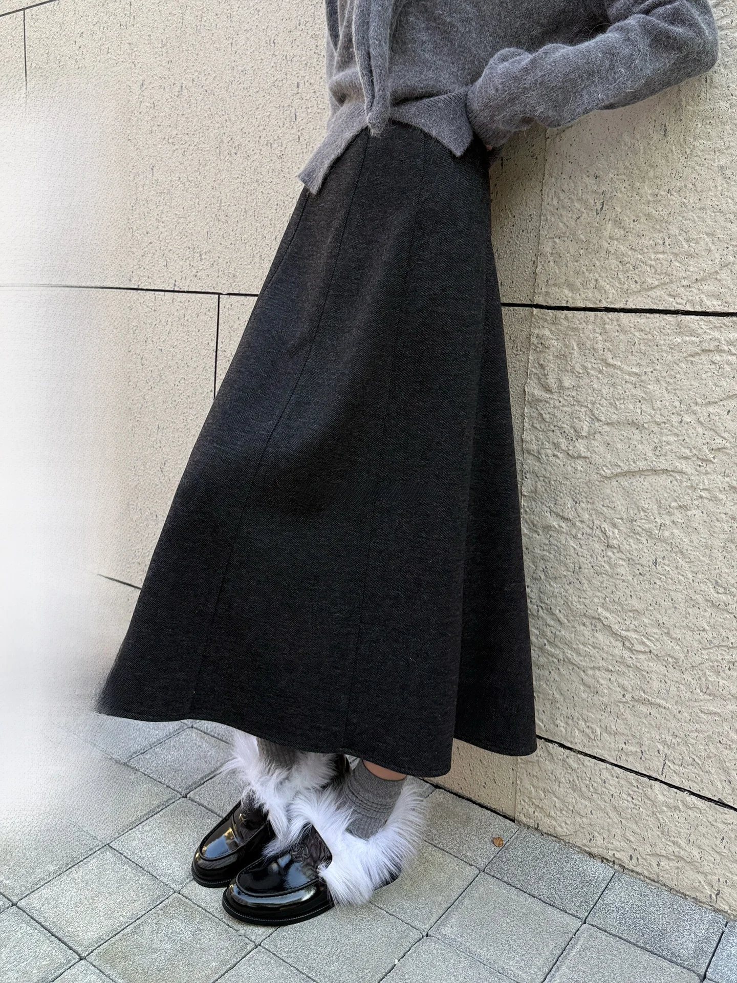 

Ele High Waist Fi Tail Woolen Skirt Midi A-Line f Body Skirts for Women Knitted Polyester Viscose Acetate Wool Blend