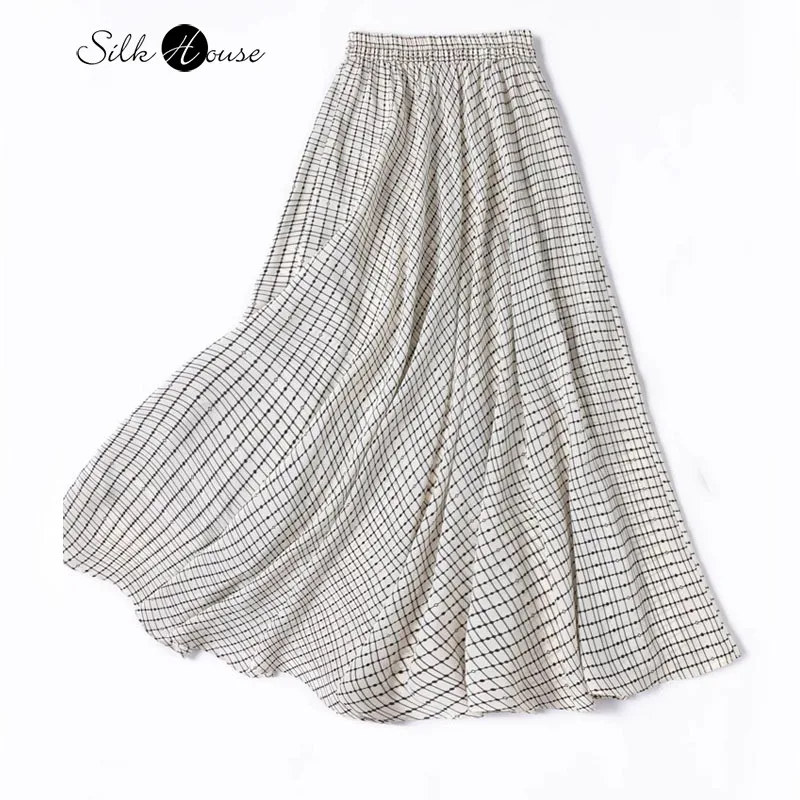 

3.7 Meters Super Large Pendulum 100% Natural Mulberry Silk Crepe De Chine Slant Cutting Women's Fashion Summer Half Skirt