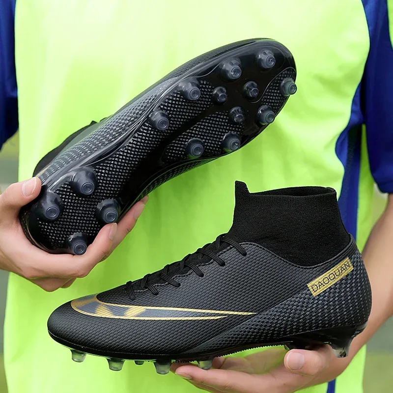 Ultralight Soccer Shoes Men Ankle Football Boots Cleats Training TF Shoes Long Spikes Match Sneakers Adult High Ankle Outdoor