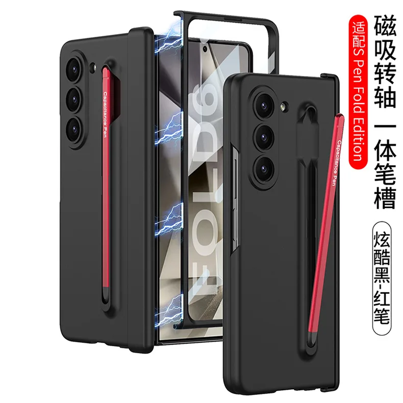 

Skin Feel 2-piece Set Case for Samsung Galaxy Z Fold6 Pen Slot and Pen Protection Shockproof Fashion Cover for Galaxy Z Fold6