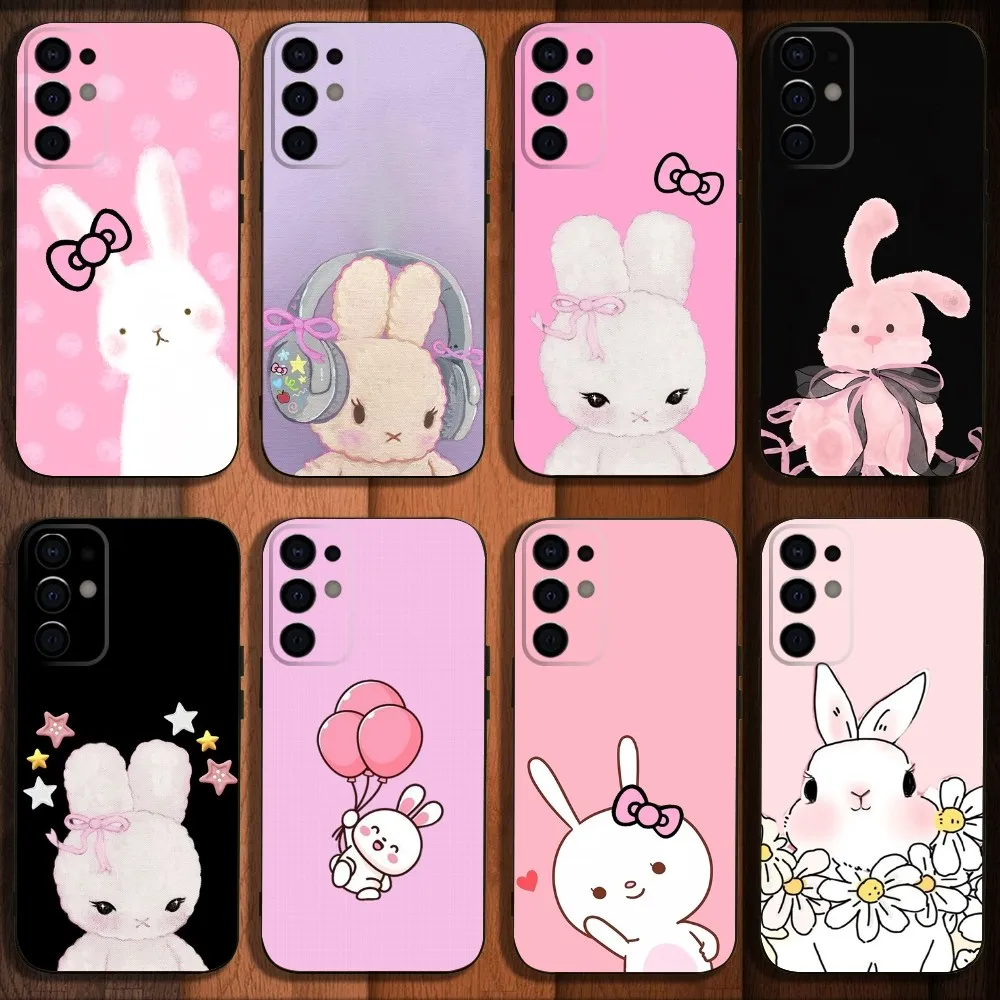 

Cute Rabbit Phone Case For Samsung S24,S21,S22,S23,S30,Ultra,S20,Plus,Fe,Lite,Note,10,9,5G Black Soft Cover