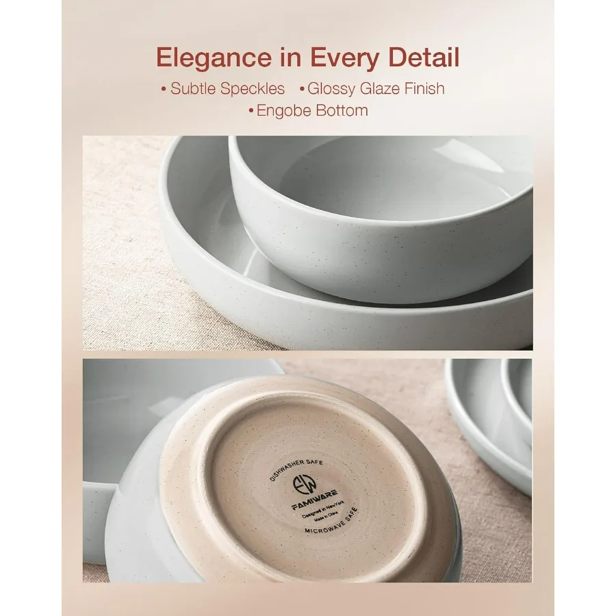 طقم أطباق وأوعية ميلكيواي، طقم أواني طعام مكون من 18 قطعة، طقم أطباق لـ 6 أشخاص، رمادي فاتح