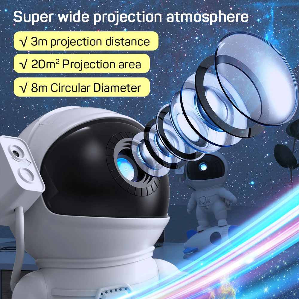 Rocket Astronaut Galaxy Planetarium Projector Night Light Starry Sky Projector with 4K Replaceable 13 Galaxy Discs Kids Gift