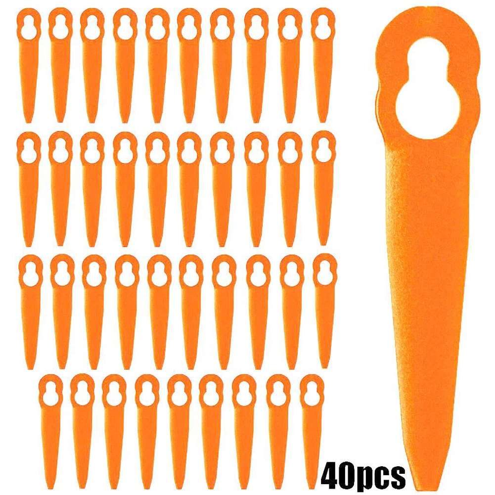 40pc Plastic Blades Grass Trimmer Lawn Mower Brush Cutter Head Blade For FSA 45 Cordless Strimmer Grass Trimmer Mowing Heads