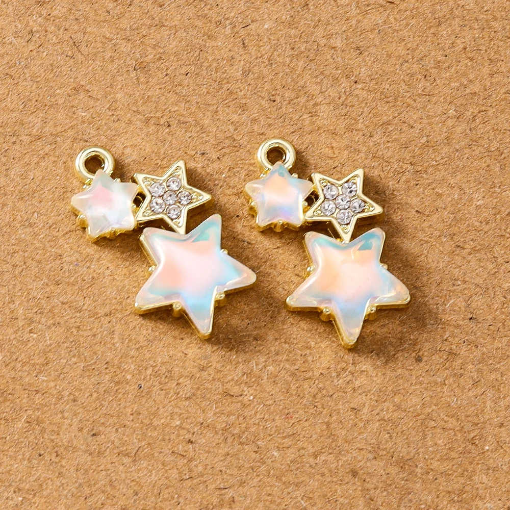 

5pcs Cute Crystal Gemstone Star Charms Pendants for Necklace Earrings Bracelet DIY Jewelry Making Accessories Supplies