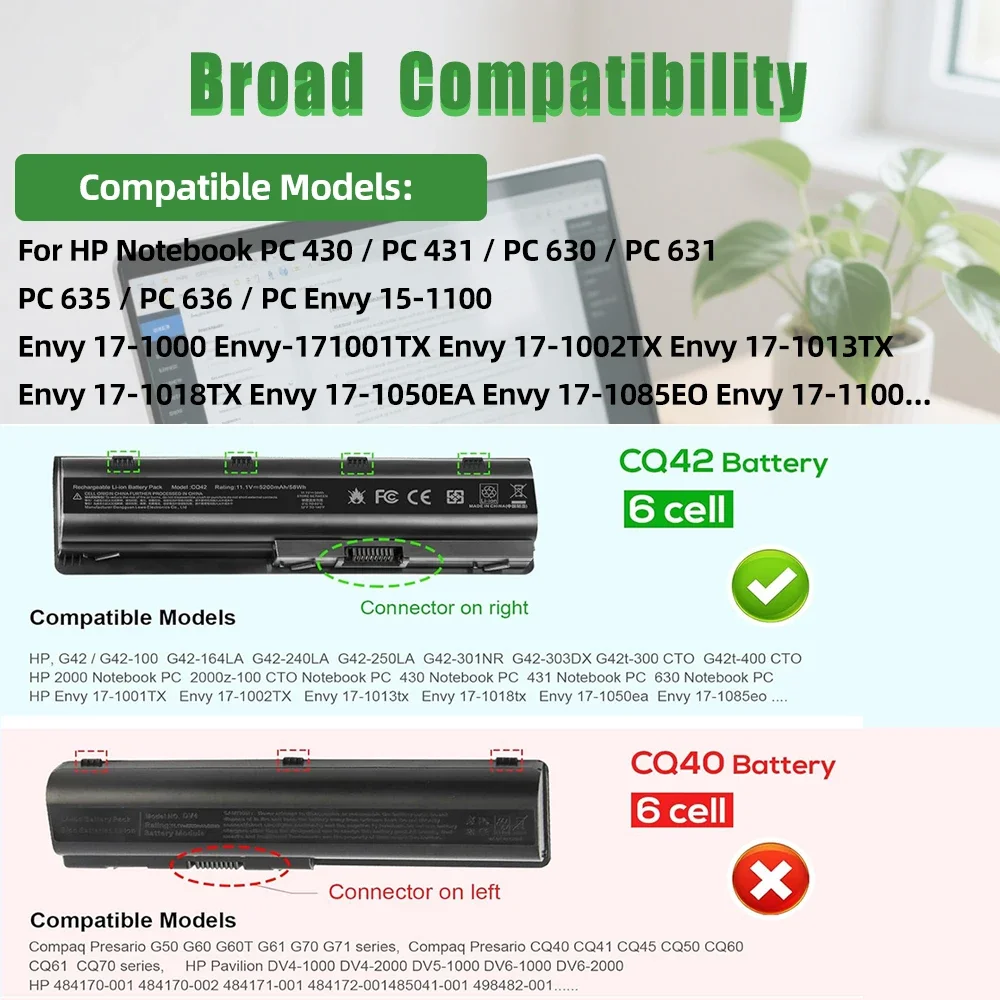MU06 593553-001 Battery for HP Presario CQ32 CQ42 CQ43 CQ56 CQ57 CQ62 CQ72 G32 G42 Pavilion DM4 G4 G6 G7 HSTNN-Q60C 593554-001