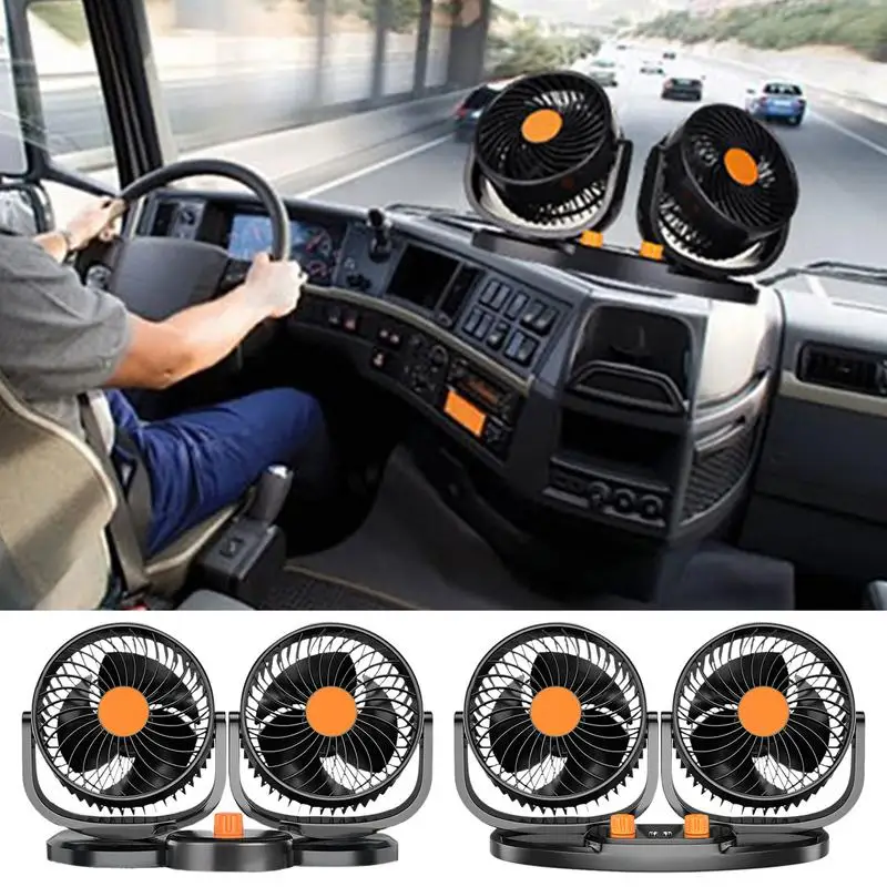 Double Head Car Fan USB Portable Small Fan Adjustable Strong Wind Electric Auto Car Fans Dashboard Cooling Air Circulator Fan