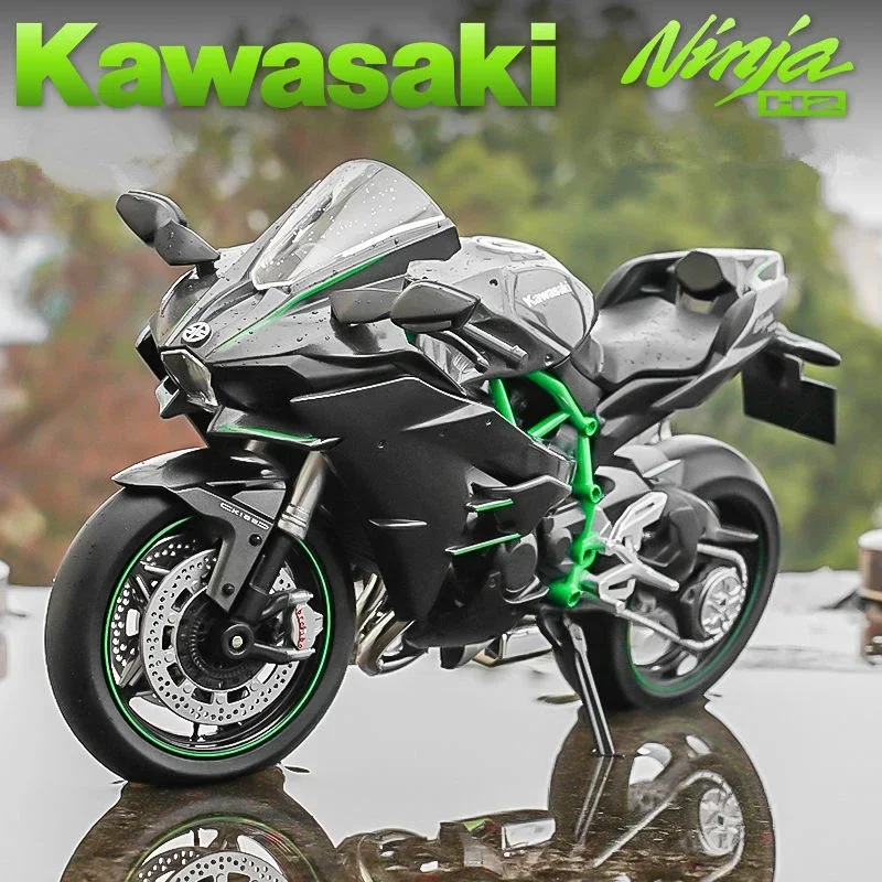 

1:12 KAWASAKI H2R гоночный мотоцикл из сплава, имитация металлического уличного гоночного мотоцикла, модель со звуком и детской коллекцией, подарок-игрушка