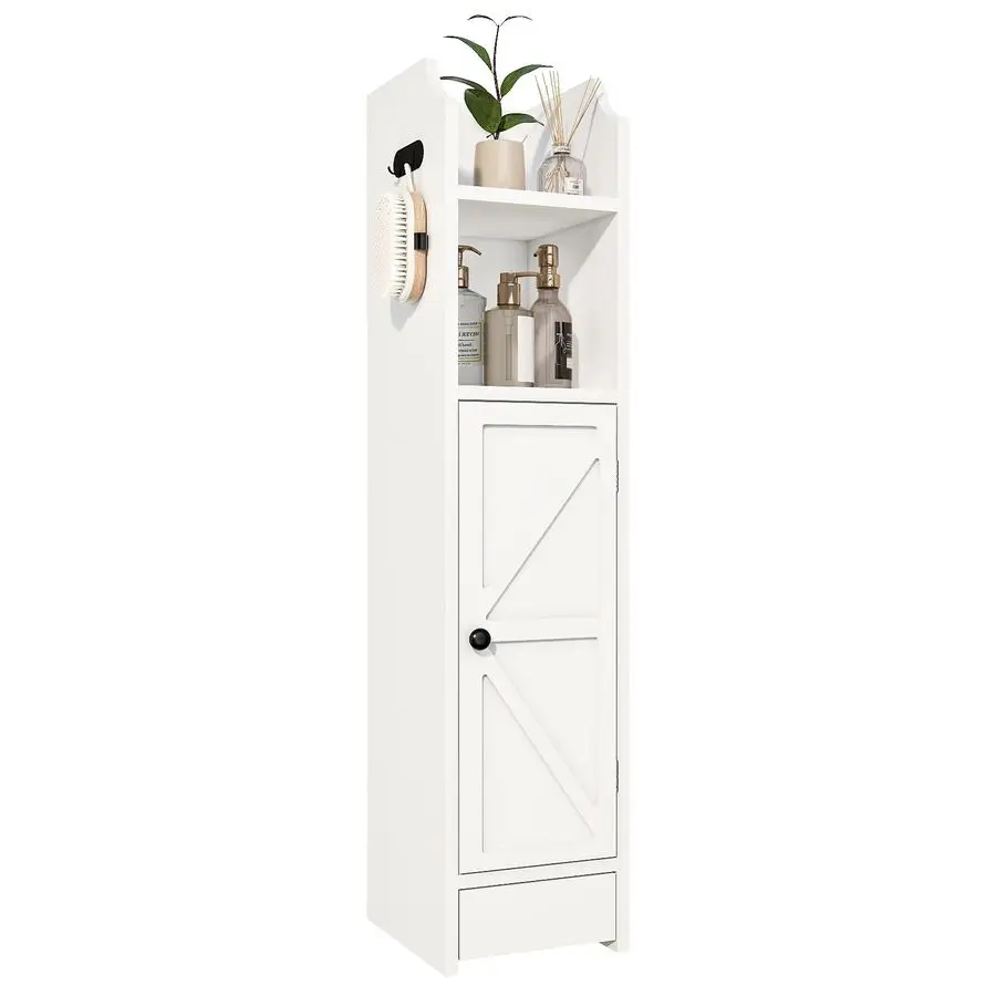 

Small Bathroom Storage Cabinet, Toilet Paper Storage,Corner Floor Cabinet with Doors and Adjustable Shelf,Bathroom Organizer for