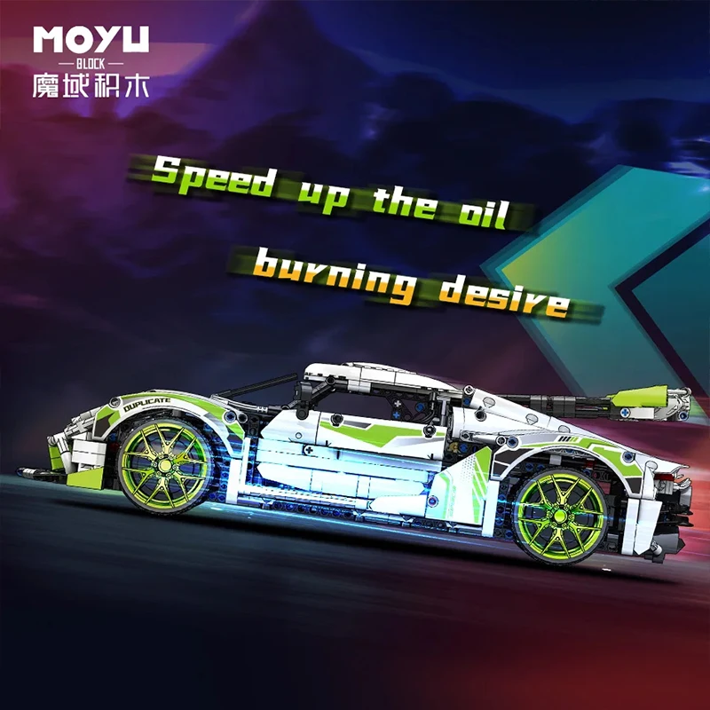 MOYU 88023 techniczne 1:10 supersamochód sportowy Hypercar Model klocki do budowy montaż DIY Puzzle zabawki prezenty bożonarodzeniowe dla dzieci