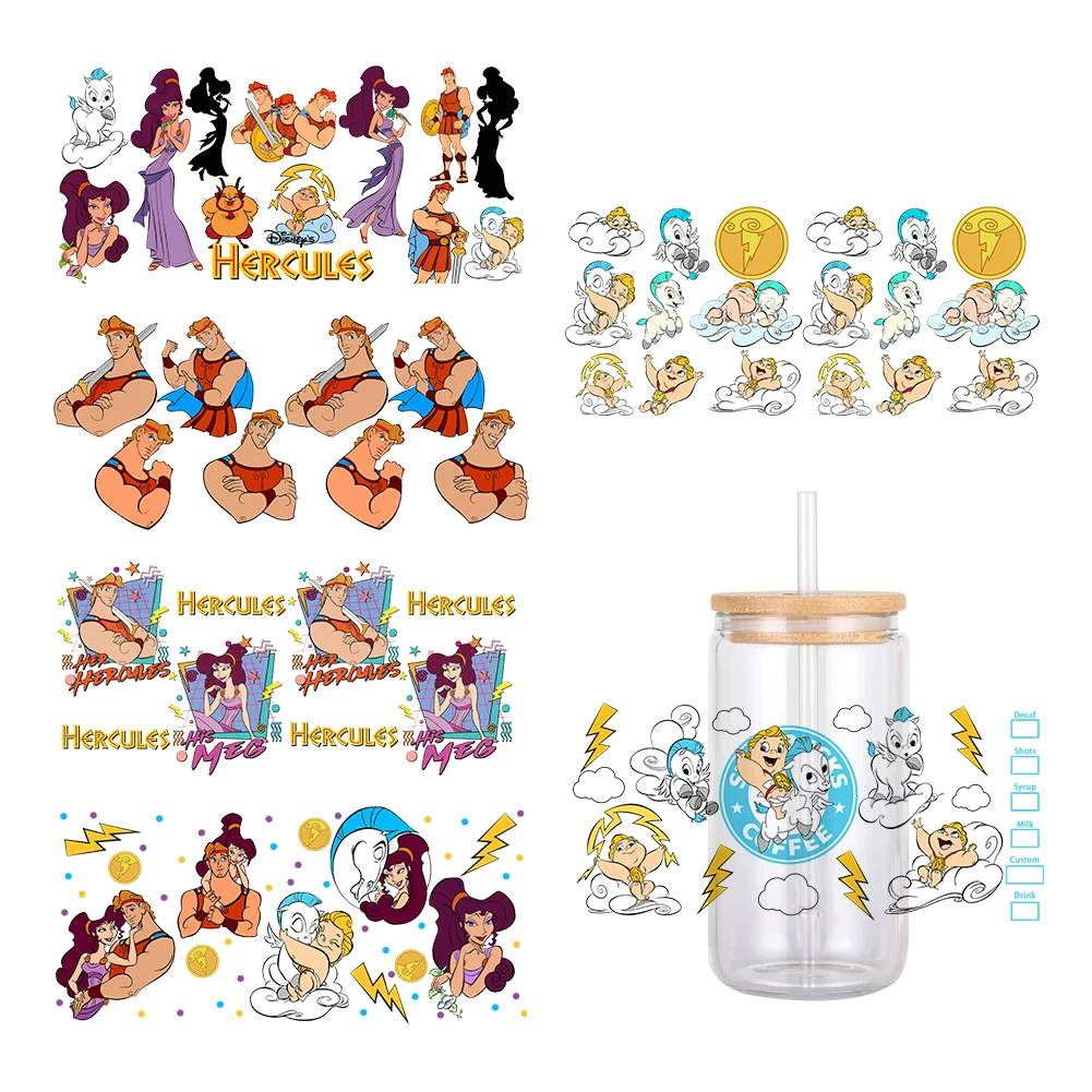 MINI Disney Cartoo Hercules Pattern UV DTF Transfer Sticker Waterproof Transfers Decals For 16oz Glass Cup Wrap Stickers