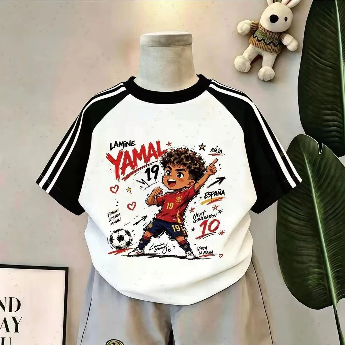 2026 Kinder- und Erwachsenen-T-Shirt mit Cartoon-Fußballspieler-Aufdruck CR7 Messi Neymar Yamal Haaland Kurzarm Fußball-Fans Eltern-Kind-Oberteil – Detail 4