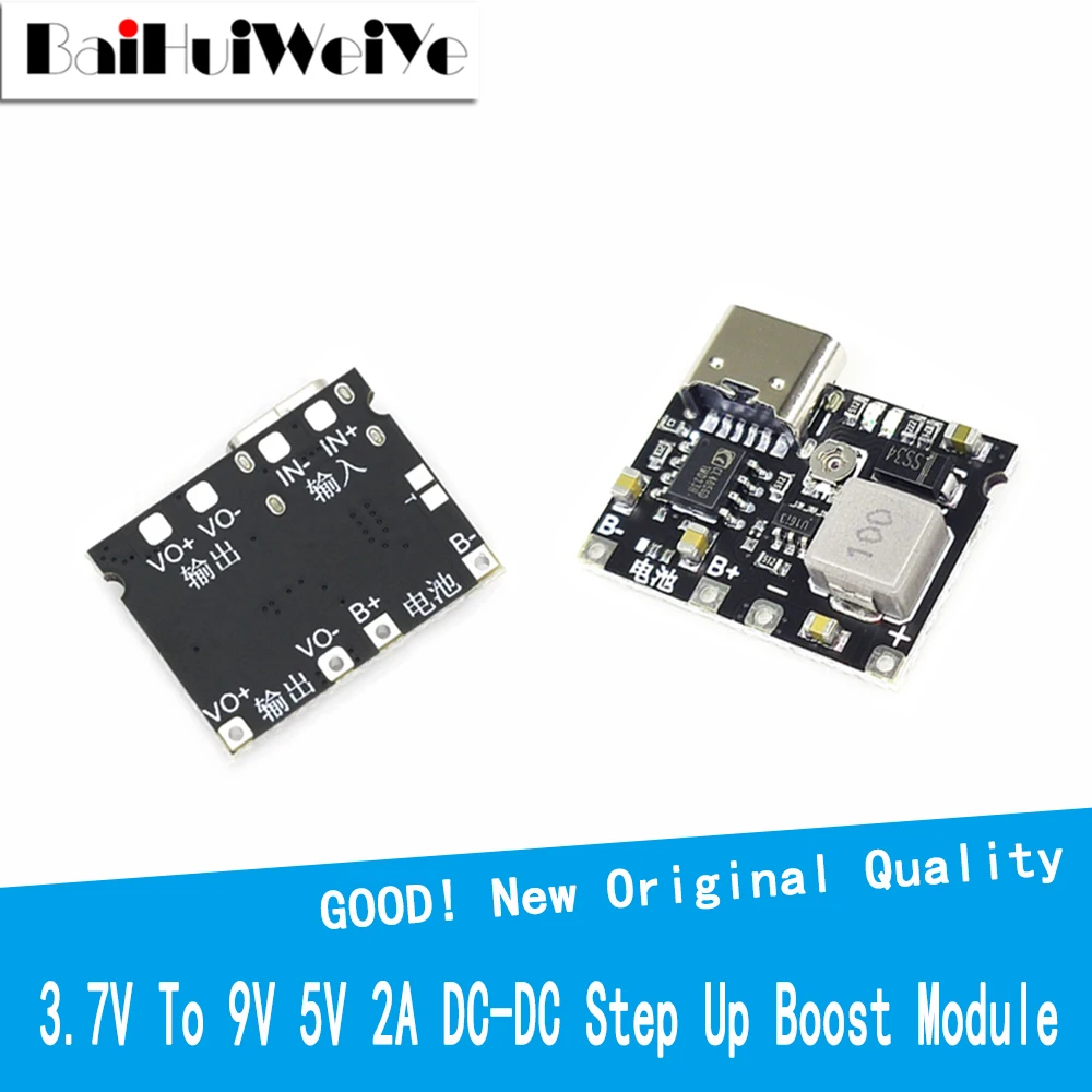 3.7V To 9V 5V 2A DC-DC Step Up Boost Module 18650 Lithium Battery Charging Discharging Board Type-C DC Booster Converter Module