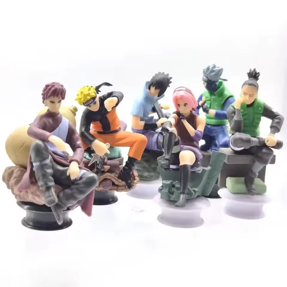 6pcs/set Anime Naruto Chess Version Kakashi Shikamaru Sasuke Manga Figurine Statue PVC Action Figure Collectible Model Doll Toys