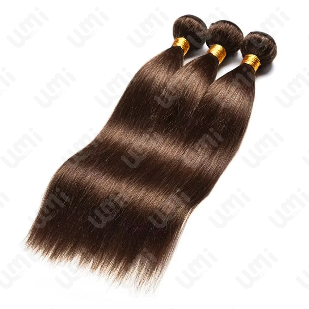 海 # チョコレートブラウンのストレートヘアエクステ4束と、フロントヘアエクステ13x4レミー織り込み式ヘアエクステとクロージャー付き