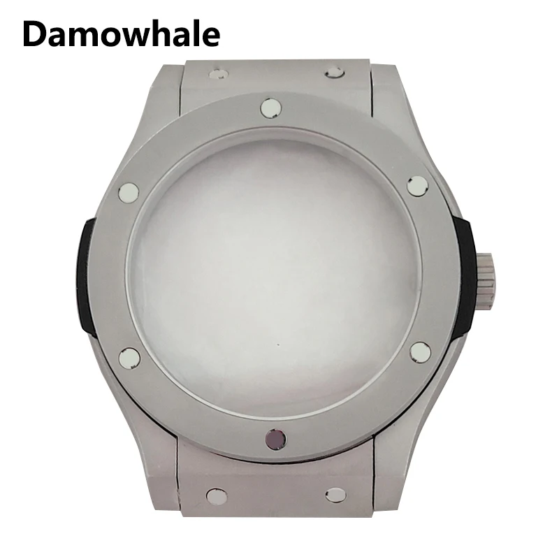 Classic appearance watch case 2824 movement 44mm 13mm thickness stainless steel Double Color Transparent bottom cover