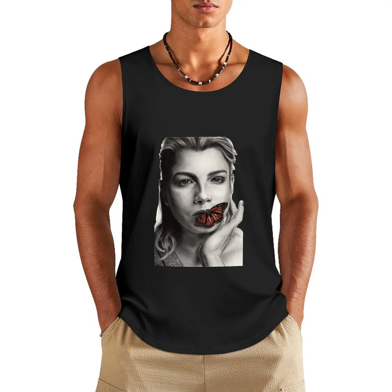 

drawing of Emma Tank Top Gym T-shirts for men bodybuilding men gym t-shirts