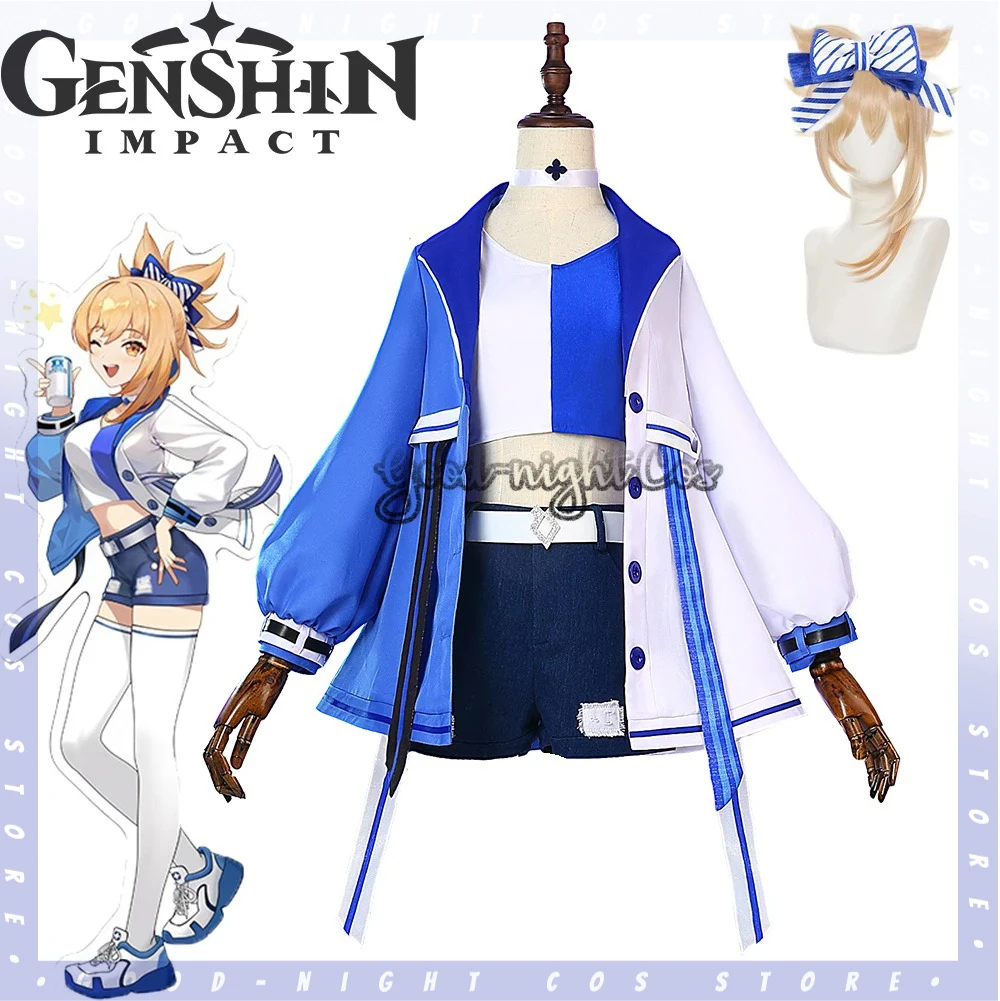 

Game Genshin Impact Kaveh Cosplay Costume Wig Cloak Uniform Outfit Blonde Hair Earrings Hair Clips Sumeru Men Women Role Play