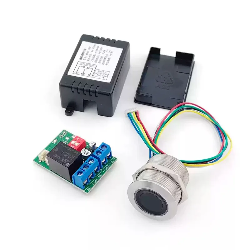 KS201 Fingerprint Recognition Control Switch, Relay Output, Capacitive Fingerprint Sensor With Stainless Steel Threaded Housing