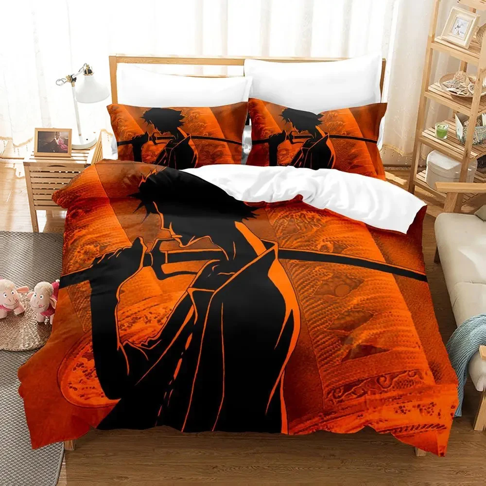 2024 Samurai Champloo Bedding Set Single Twin Full Queen King Size Aldult Duvetcover 3D Anime Bed Sheet Set for Boys Bedroom