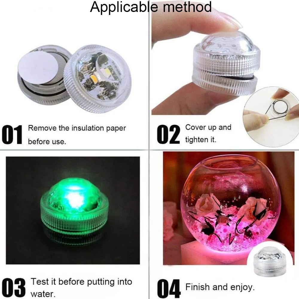 Mini Submersible LED Lights Tea Lights Small Underwater Light Battery Powered Flameless LED Accent Light for Event Vase Fishtank