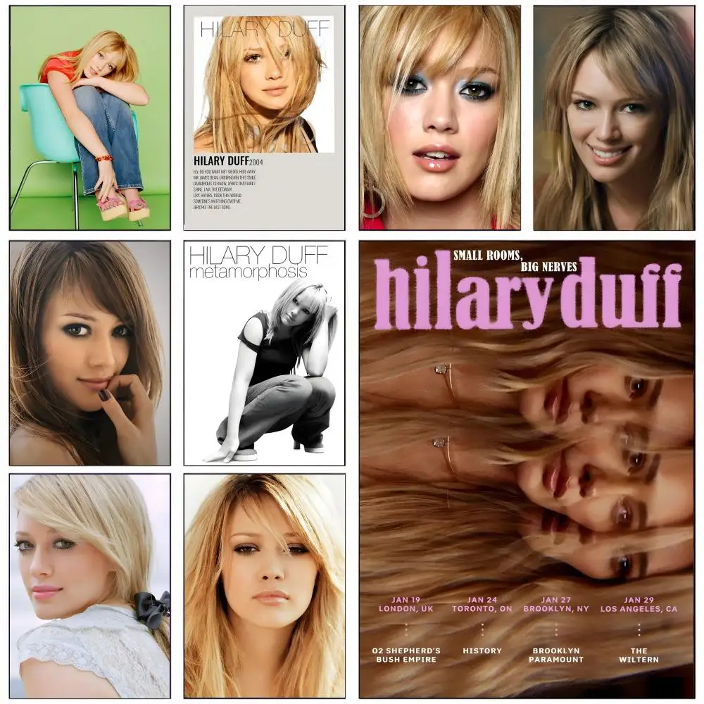 Teen Pop singer H-hilary Duff Poster Home Living Bed Room Bar Hallway Sticky Wall Art Printing Aesthetic Decor