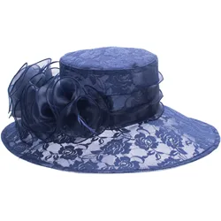 Lawliet Womens Lace Floral Kentucky Derby Organza Wide Brim Tea Party Church Sun Hat A440