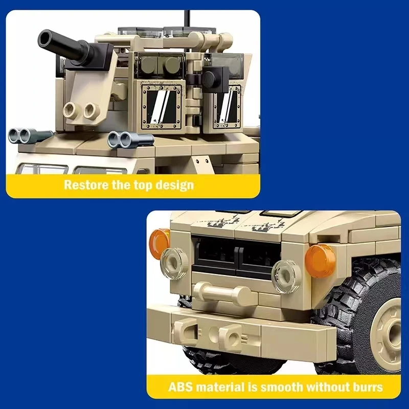 418 PCS WW2 Military Series US Army Humvee Infantry Building Blocks Weapon Combat Vehicle MOC Model DIY Children Toys Boy Gifts